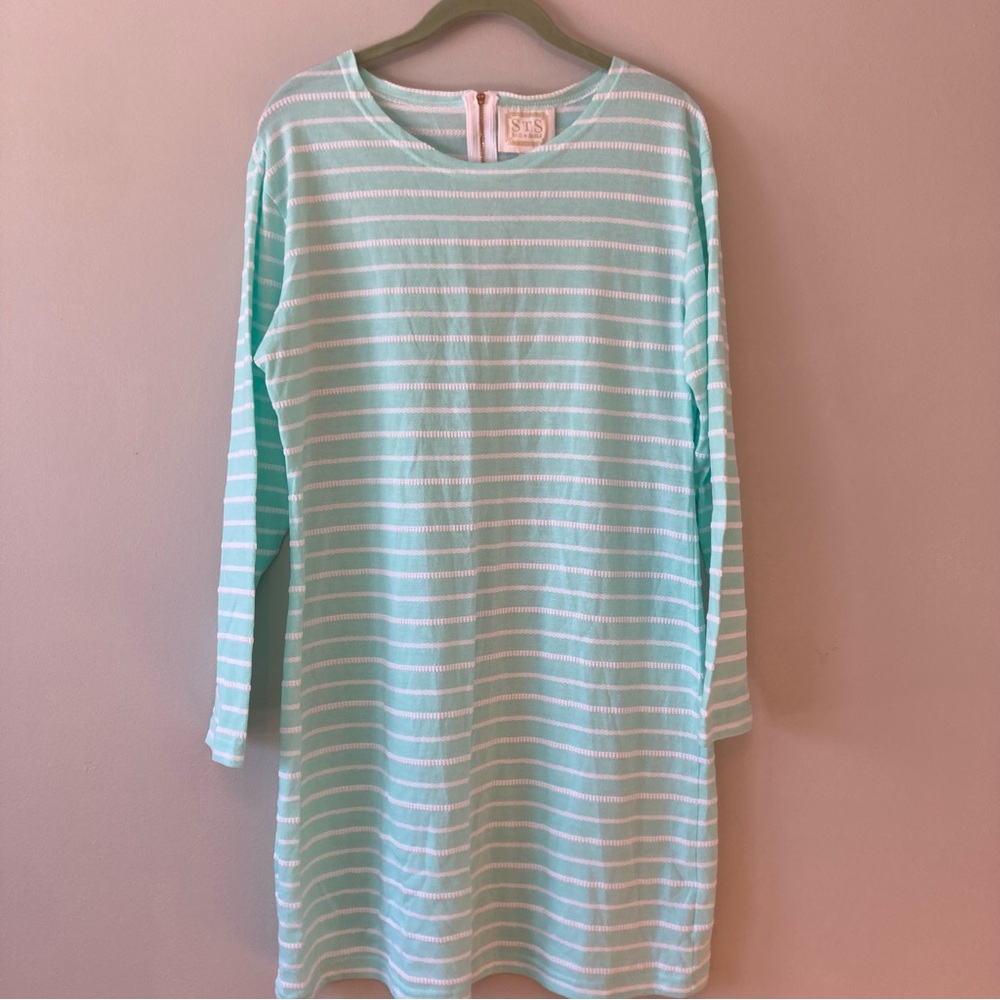 Sail to Sable Aqua and White Striped Dress